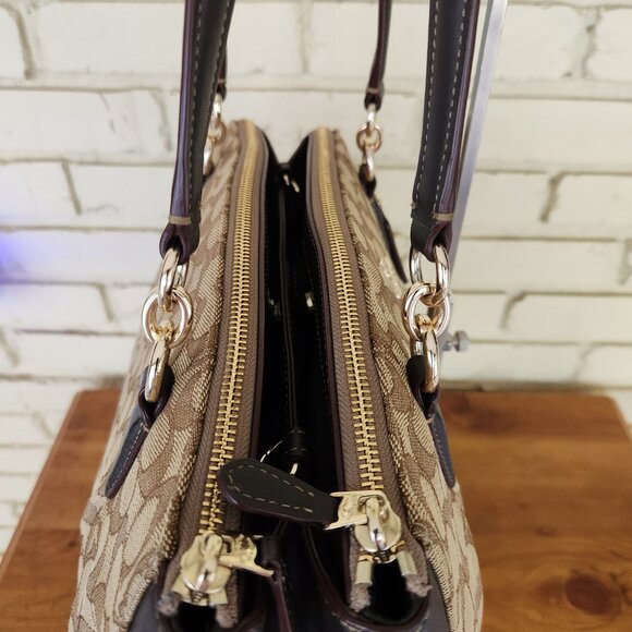 Euc Vintage Coach Signature Khaki & Brown Leather Shoulder Bag Purse - Picture 10 of 16